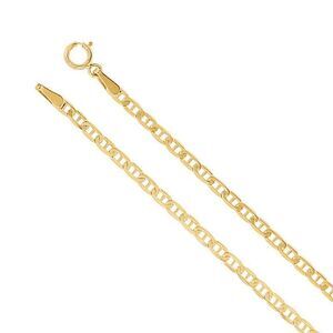 2.25mm 14k Yellow Gold Solid Anchor Chain Necklace, 24 Inch
